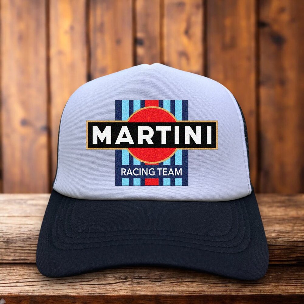 Martini Racing Mens Trucker Hat Black Snapback Indy 500 Motorsport Ball Cap